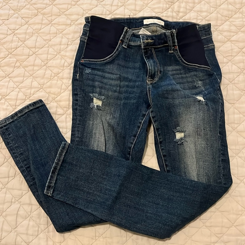 Maternity jeans-Pinkblush- w/ side wedge stretch.